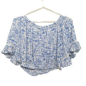 Eye of the Needle Paisley Ruffle Crop Top - Size S